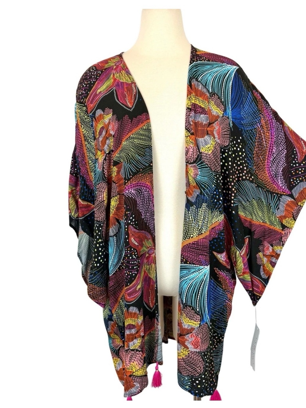 La Blanca Multicolor Floral Open-Front Kimono Shrug